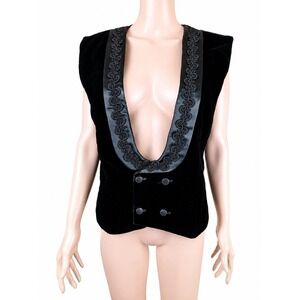 Doré Designs Black Velvet Ballroom Dance Vest Estimated Small Satin Embroidered